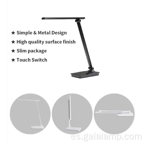 Carga USB plegable, lámpara de escritorio con regulador de intensidad